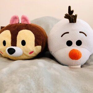 Olaf & Chip Plush Set Disney Store Tsum Tsum Medium 11” Frozen & Chip ‘n Dale
